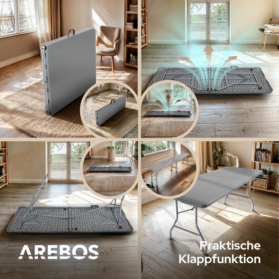 Arebos Bierzeltgarnitur Festzeltgarnitur Biertisch Set klappbar Campingtisch  