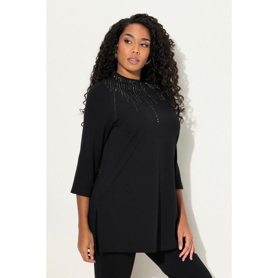 Ulla Popken Sweat-shirt Pierres Fantaisie Coupe Évasée Col Montant  