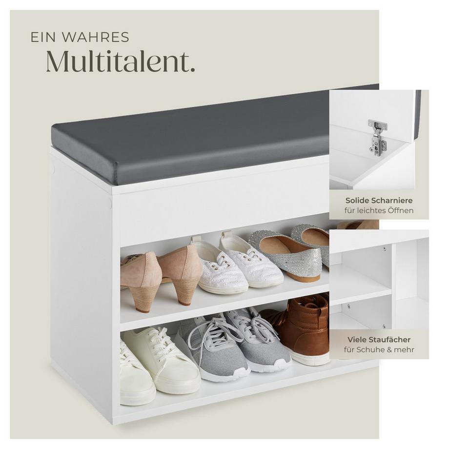 Tectake Schuhbank Natalya für 9 Paar Schuhe mit Sitzpolster  
