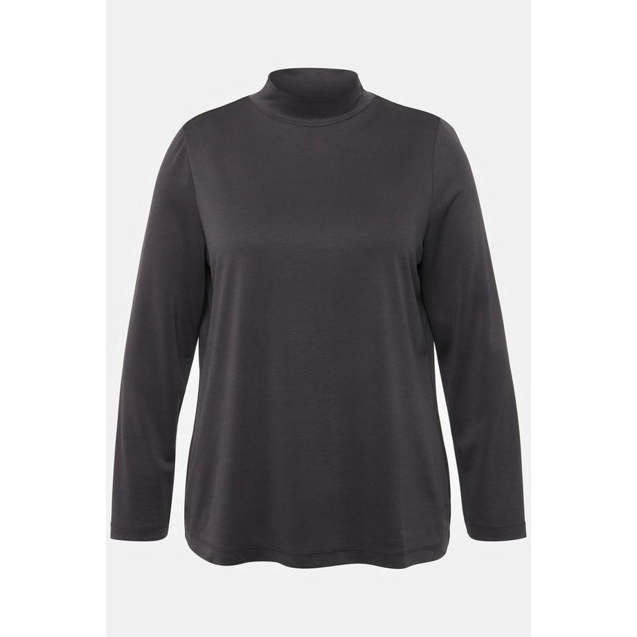 Ulla Popken Classic Manches Longues Col Montant Chemise Mélange Modal  