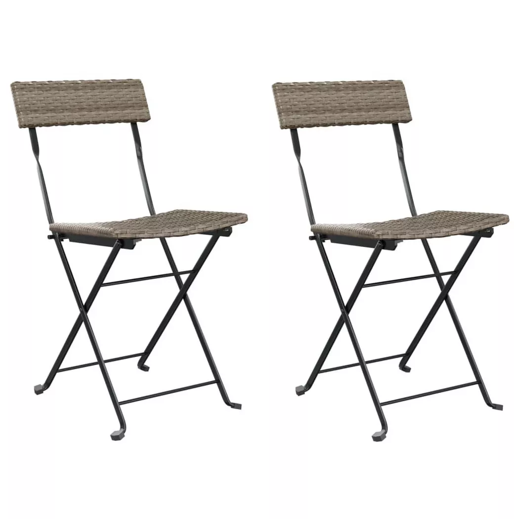 Chaises de bistrot pliantes lot de 2 Gris Résine tressée acier