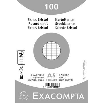 Confezione 100 cartoncini bristol sotto film bianco a quadretti non perforati 148x210mm - x 10