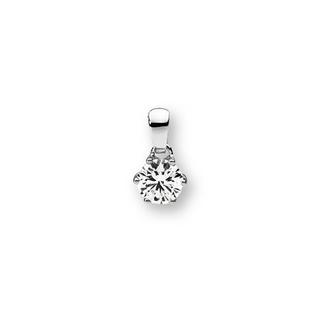 MUAU Schmuck  Pendentif or blanc 750 serti 6 griffes de diamants 0,10ct. 