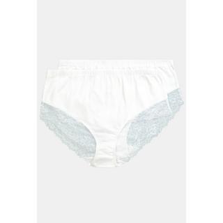 Ulla Popken  Lot de 2 culottes midi, empiècement en dentelle sur le côté 