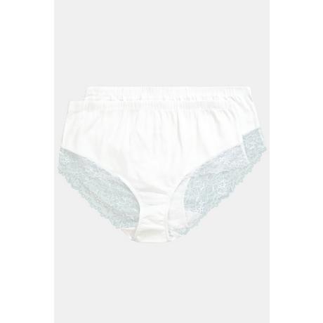 Ulla Popken  Lot de 2 culottes midi, empiècement en dentelle sur le côté 