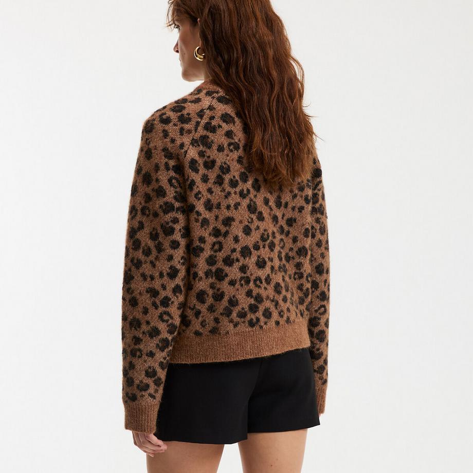 La Redoute Collections Pull Laine Alpaga Mélangés Imprimé Léopard  