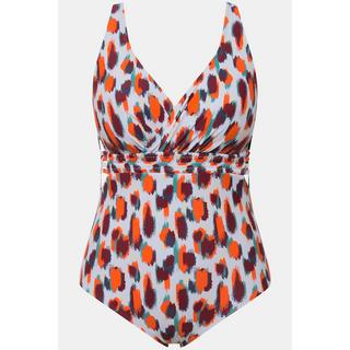 Ulla Popken  Maillot de bain avec bonnets souples et amovibles, imprimé taches de couleur 