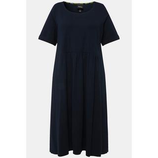 Ulla Popken  Robe midi en jersey, décolleté rond et manches courtes. Silhouette en A évasée. 