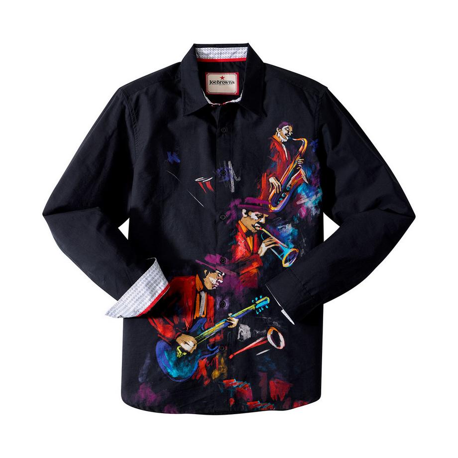 Joe Browns Langärmeliges Hemd Musikband Motiv  