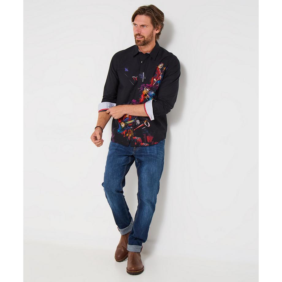 Joe Browns Langärmeliges Hemd Musikband Motiv  