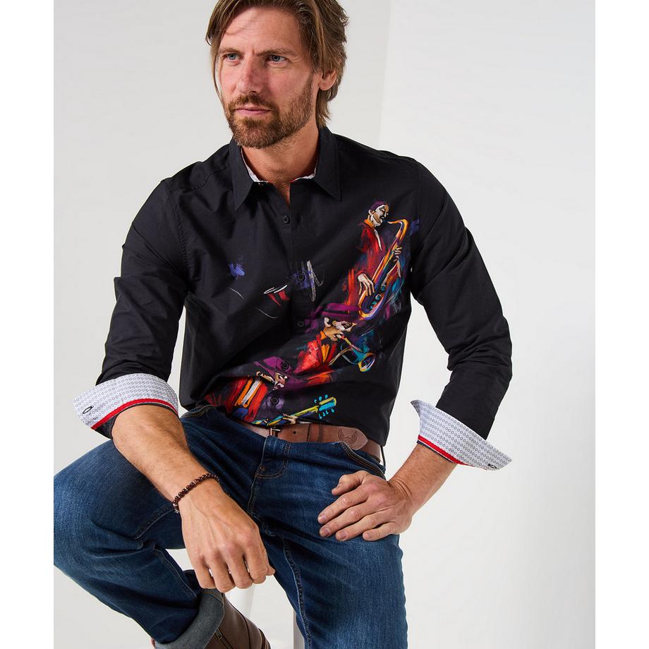Joe Browns Langärmeliges Hemd Musikband Motiv  