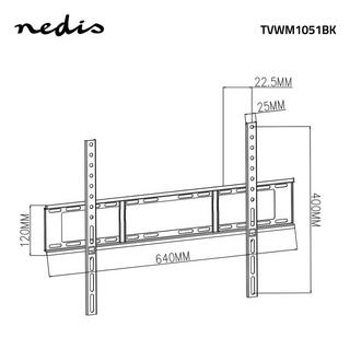 Nedis  Support mural TV fixe | 37-70" | Poids maximal de l'écran supporté : 35kg | Distance minimale au mur : 23mm | Acier | Noir 