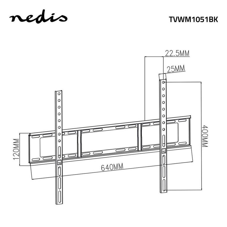 Nedis  Supporto a parete per TV fisso | 37-70" | Peso massimo dello schermo supportato: 35 kg | Distanza minima dalla parete: 23 mm | Acciaio | Nero 
