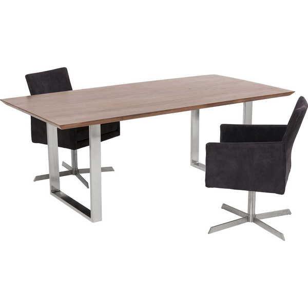 KARE Design Tisch Symphony Walnut Chrom 200x100cm  