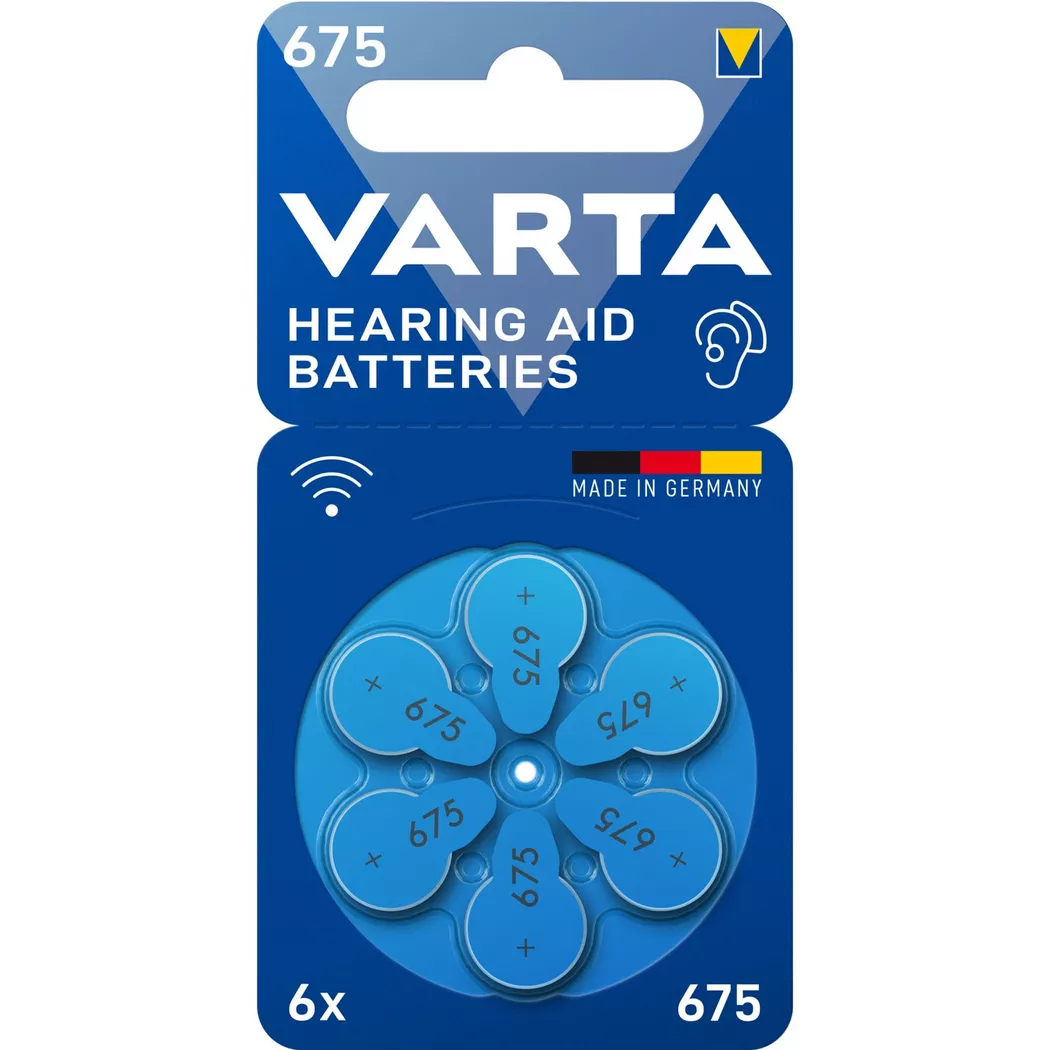 VARTA - Batteria per apparecchi acustici 675 / A675 / PR44 confezione da 6, One Size