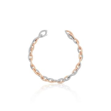 Bracelet navette bicolore rouge-blanc en or 750, 20cm, 6,7mm