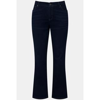 Ulla Popken  Jean en denim foncé, coupe 5 poches, taille élastique 