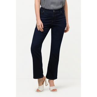 Ulla Popken  Jean en denim foncé, coupe 5 poches, taille élastique 