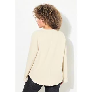 Ulla Popken  Sweat-shirt, broderie, col rond, manches longues, bords roulottés 