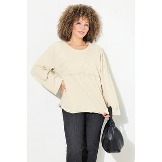 Ulla Popken  Sweat-shirt, broderie, col rond, manches longues, bords roulottés 