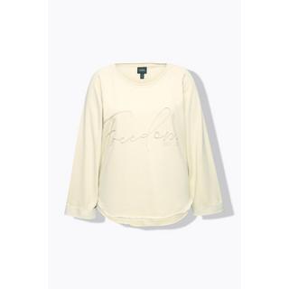 Ulla Popken  Sweat-shirt, broderie, col rond, manches longues, bords roulottés 