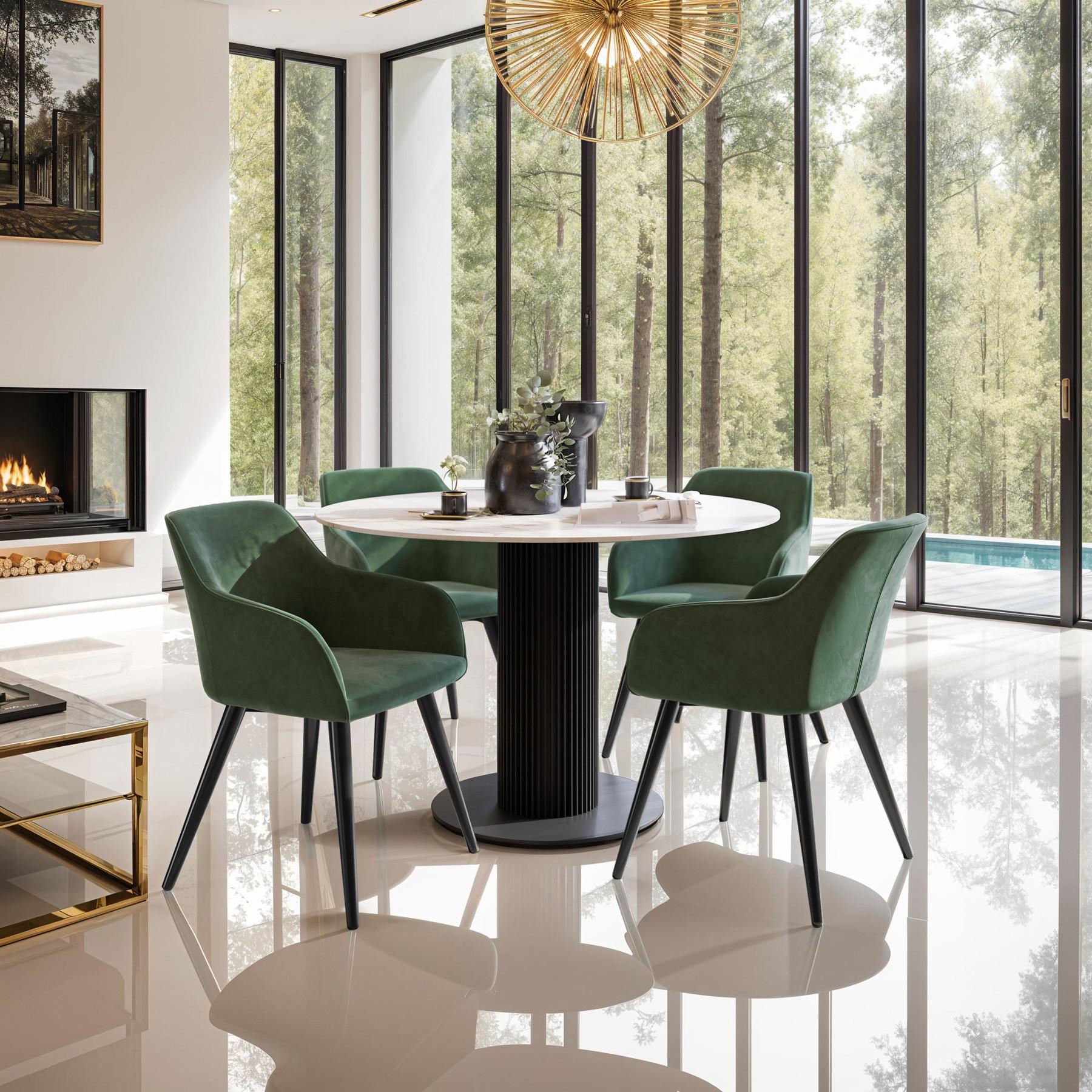 Tectake Stuhl Marilyn Samtoptik-schwarze Stuhlbeine  