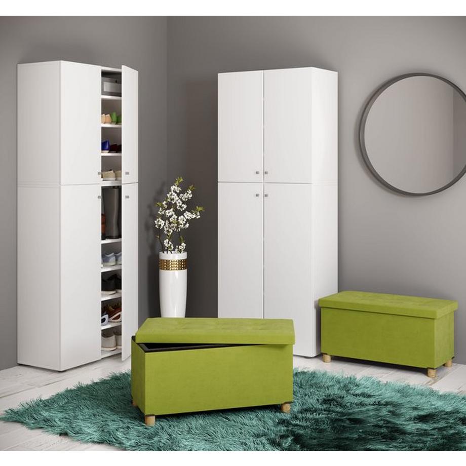 VCM  Stoff Sitztruhe Sitzbank Truhe Box Kiste Aufbewahrungsbox Ottomane Sizos L 