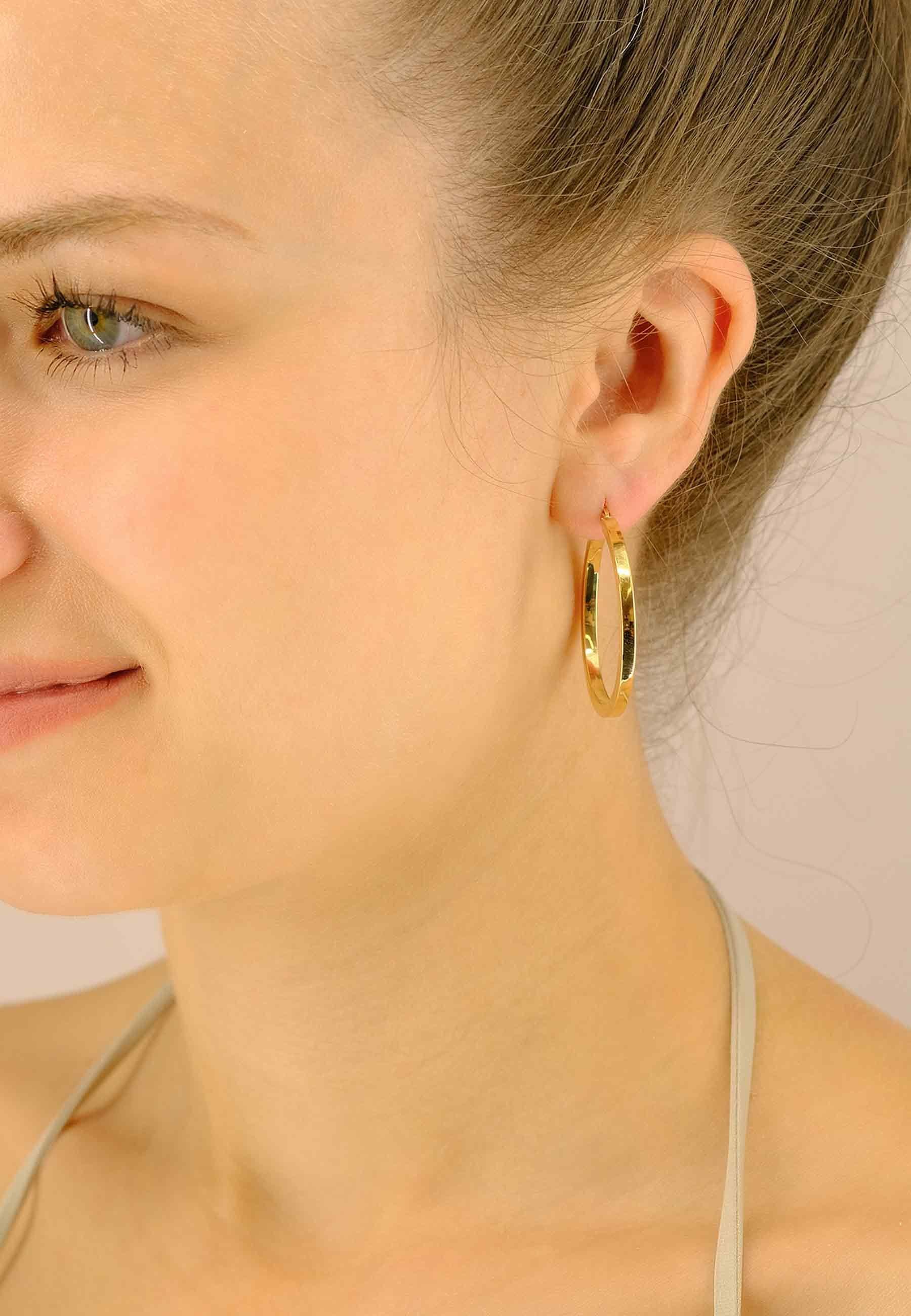 MUAU Schmuck  Creolen Gelbgold 750 Vierkantdraht 35mm 