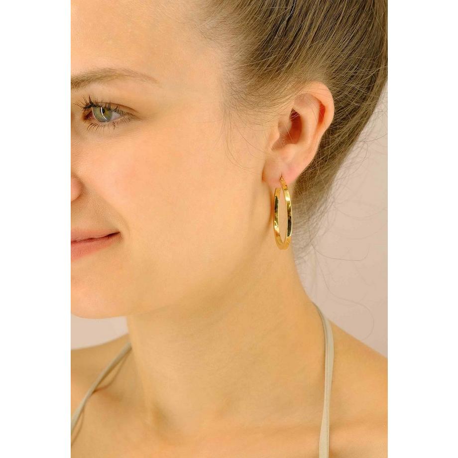 MUAU Schmuck  Creolen Gelbgold 750 Vierkantdraht 35mm 