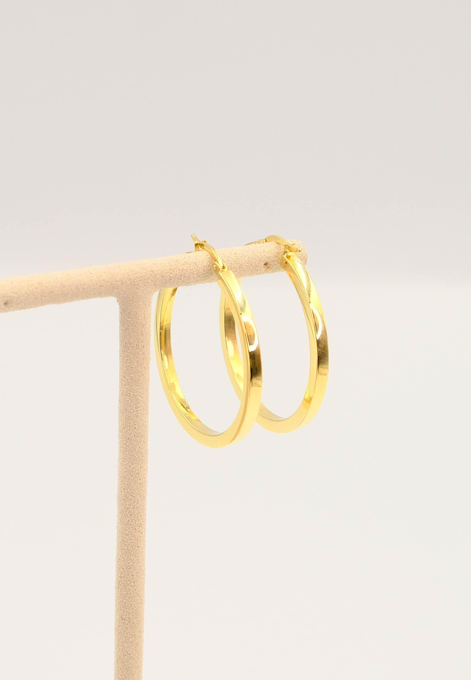 MUAU Schmuck  Creolen Gelbgold 750 Vierkantdraht 35mm 