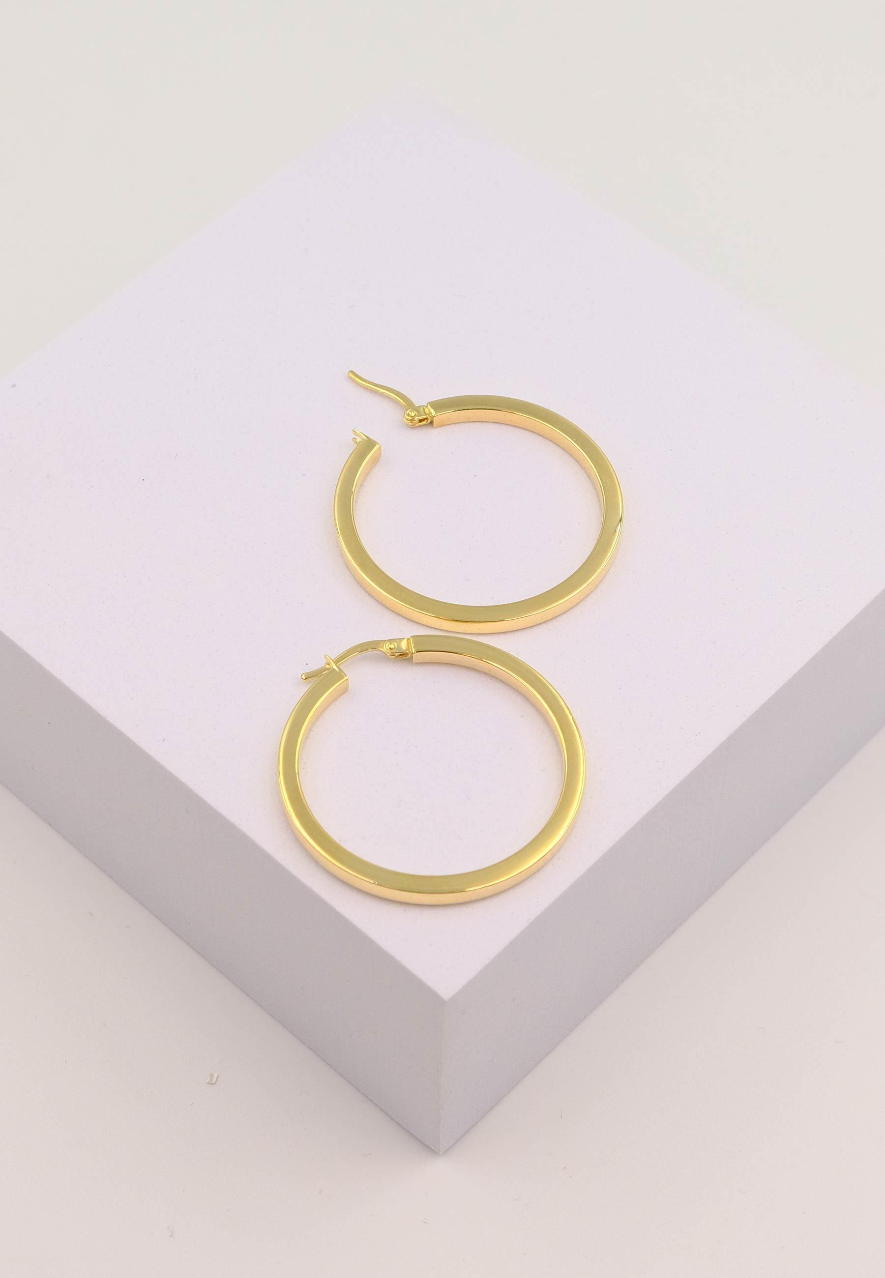 MUAU Schmuck  Creolen Gelbgold 750 Vierkantdraht 35mm 