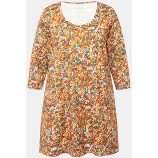 Ulla Popken  Longshirt, Blüten, A-Linie, Rundhals, 3/4-Arm 