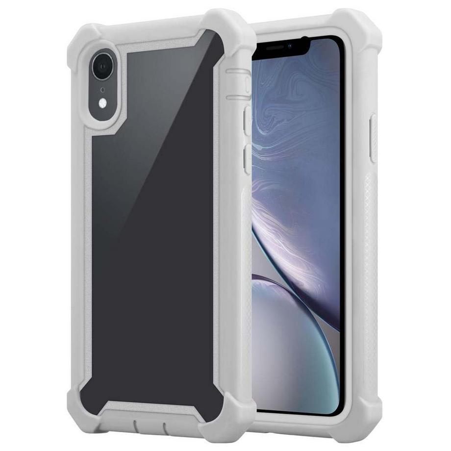 Hülle für Apple iPhone XR 2-in-1 TPU Silikon-Rand Glas-Rücken