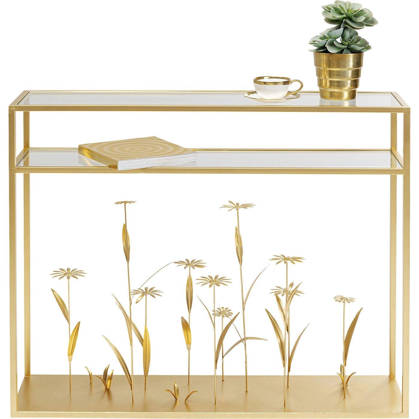 KARE Design Consolle Flower Meadow oro 100  