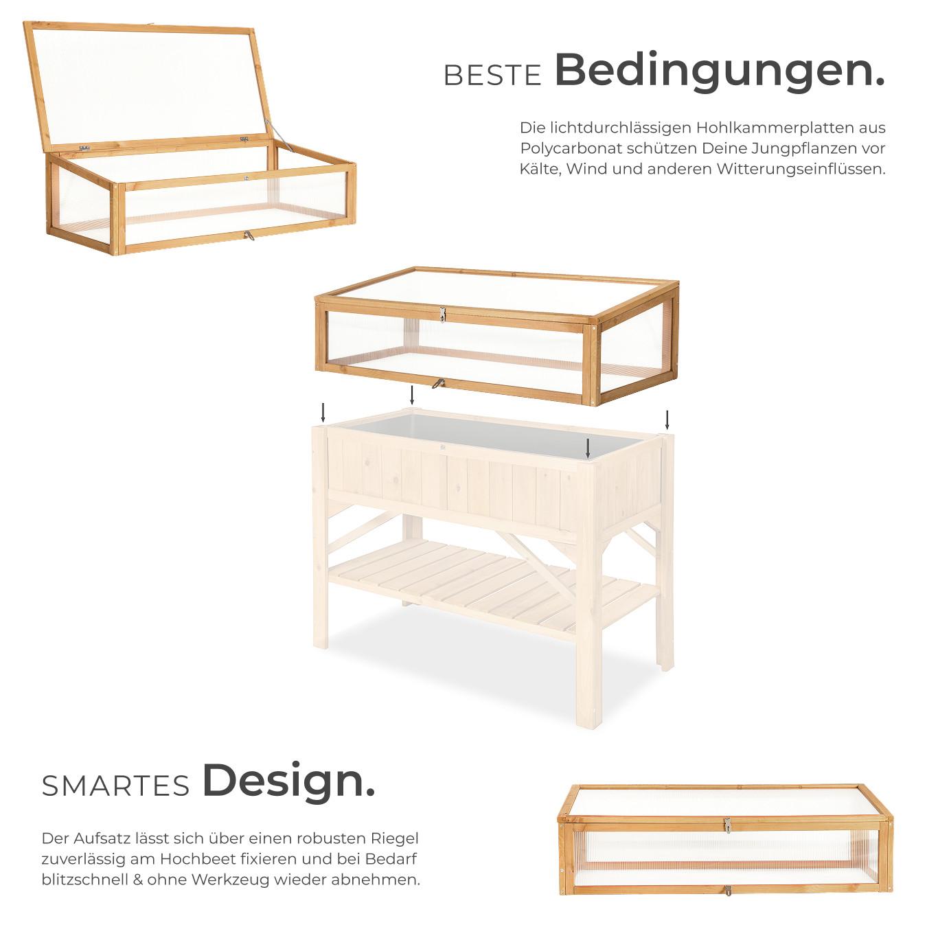 Tectake Serre châssis de jardin pour carré potager  en bois de pin imprégné  