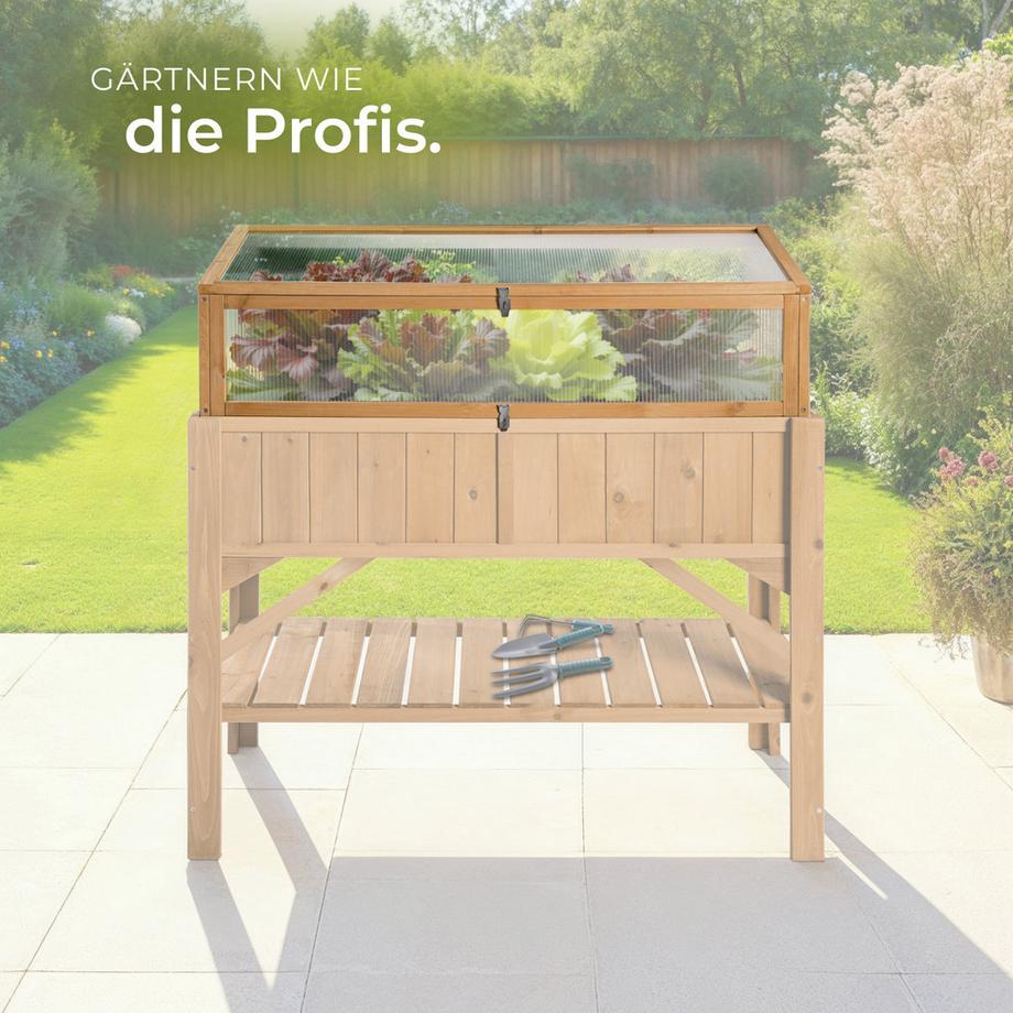 Tectake Serre châssis de jardin pour carré potager  en bois de pin imprégné  