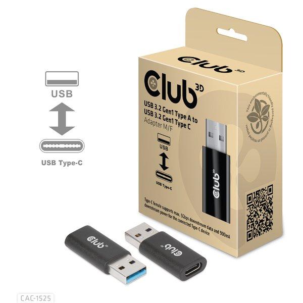 Club3D  CLUB3D CAC-1525 adattatore per inversione del genere dei cavi USB A USB TYPE C Nero 