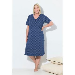 Ulla Popken Camicia da notte a pois scollo a V mezze maniche  