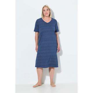 Ulla Popken Camicia da notte a pois scollo a V mezze maniche  