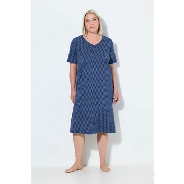 Camicia da notte con puntini, scollo a V e mezze maniche