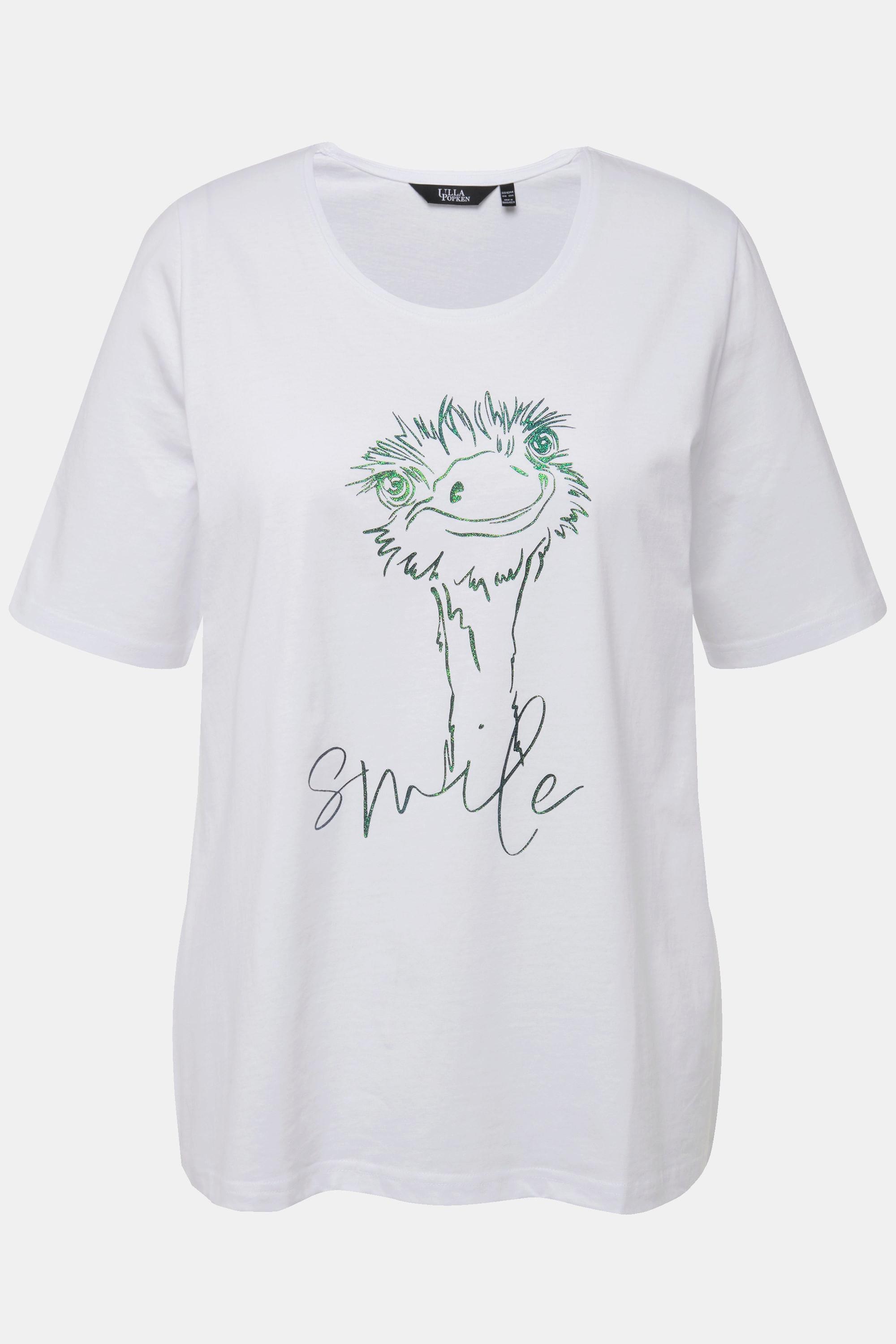 Ulla Popken  T-shirt classica con Smile, scollo a girocollo e mezze maniche 