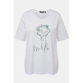 Ulla Popken  T-shirt imprimé Smile, collection Classic, col rond et manches courtes 