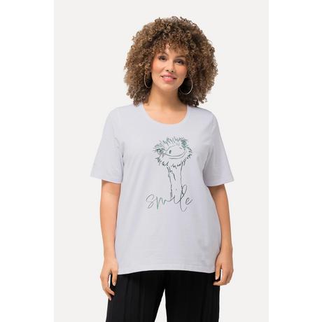 Ulla Popken  T-shirt imprimé Smile, collection Classic, col rond et manches courtes 