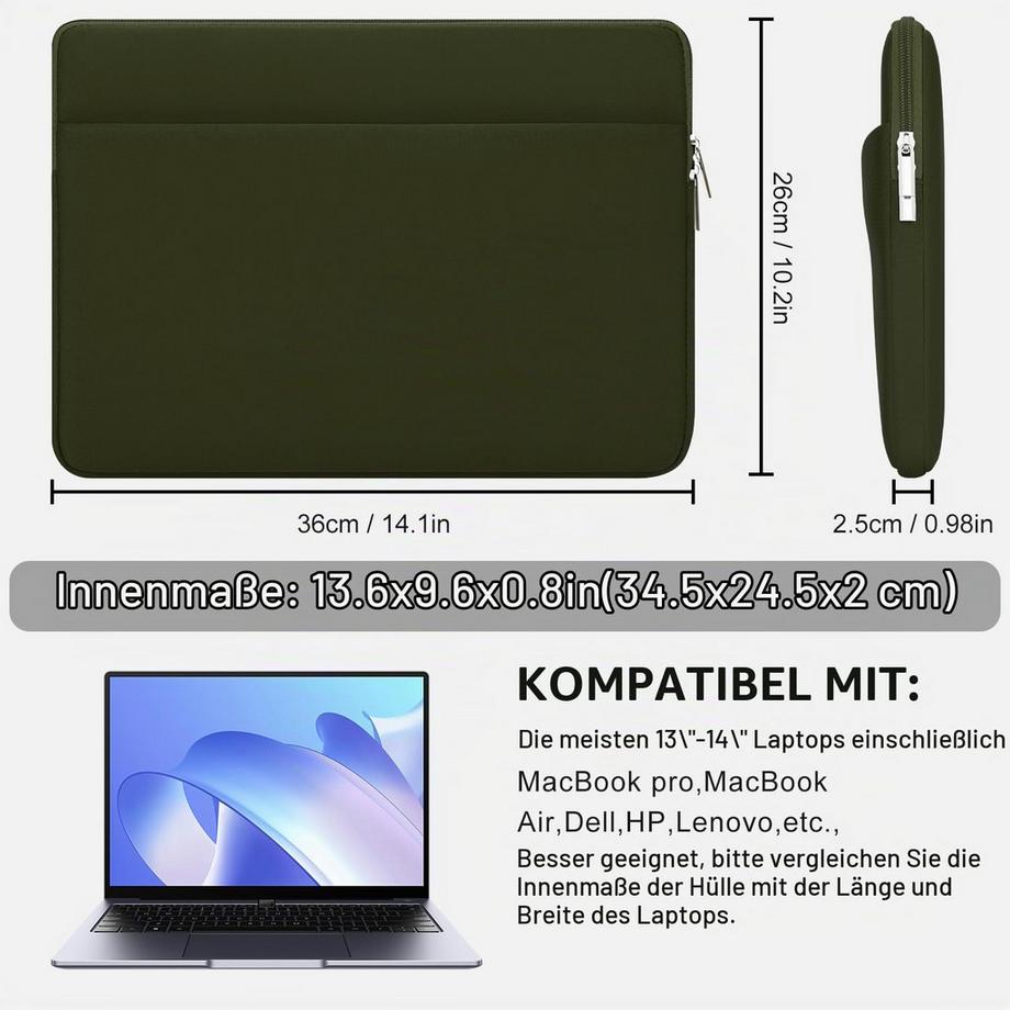 Only-bags.store Laptoptasche mit Reißverschluss-Zubehörtasche  