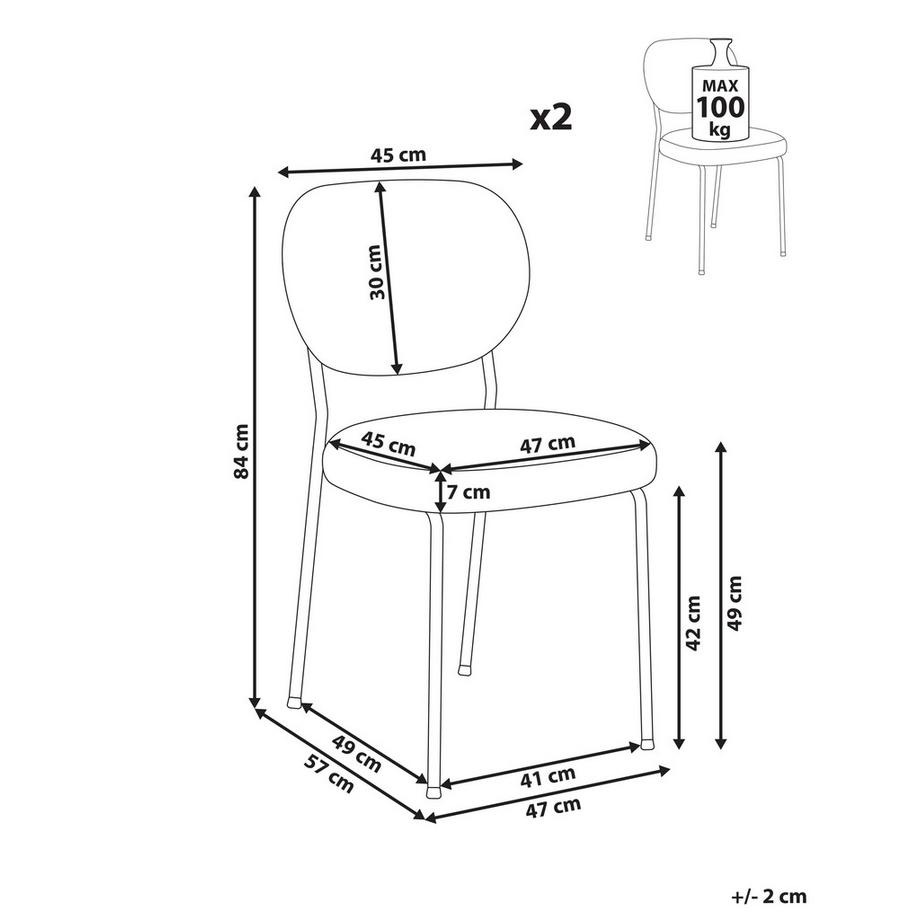 Beliani Set di 2 sedie da pranzo en Tessuto  LOLETA  