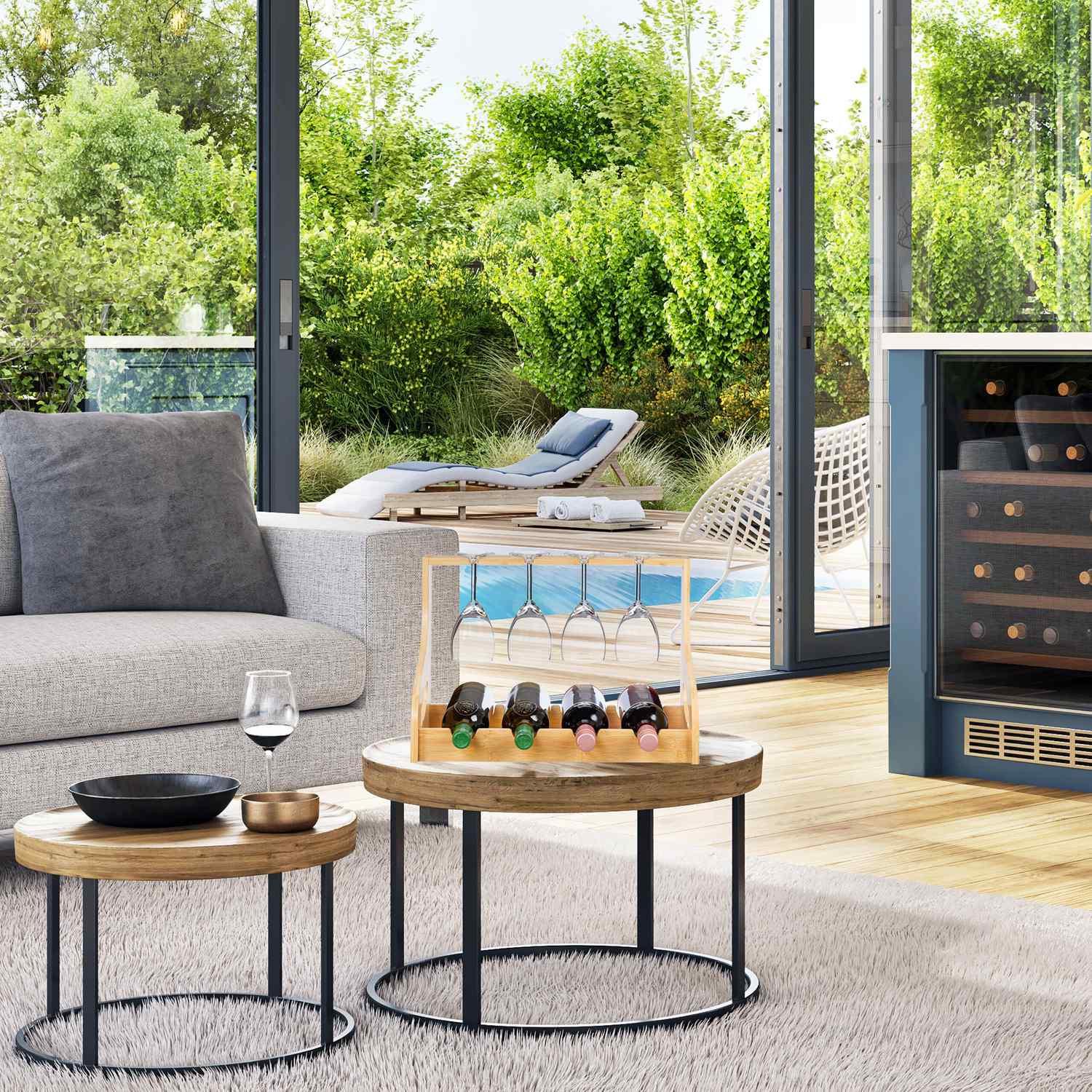 Northix Portabottiglie con portabicchieri  