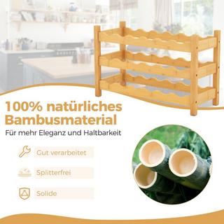Northix 3 Ebenen Weinregal Bambus Weinständer für 18 Flaschen 62 x 24 x 38 cm Natur  