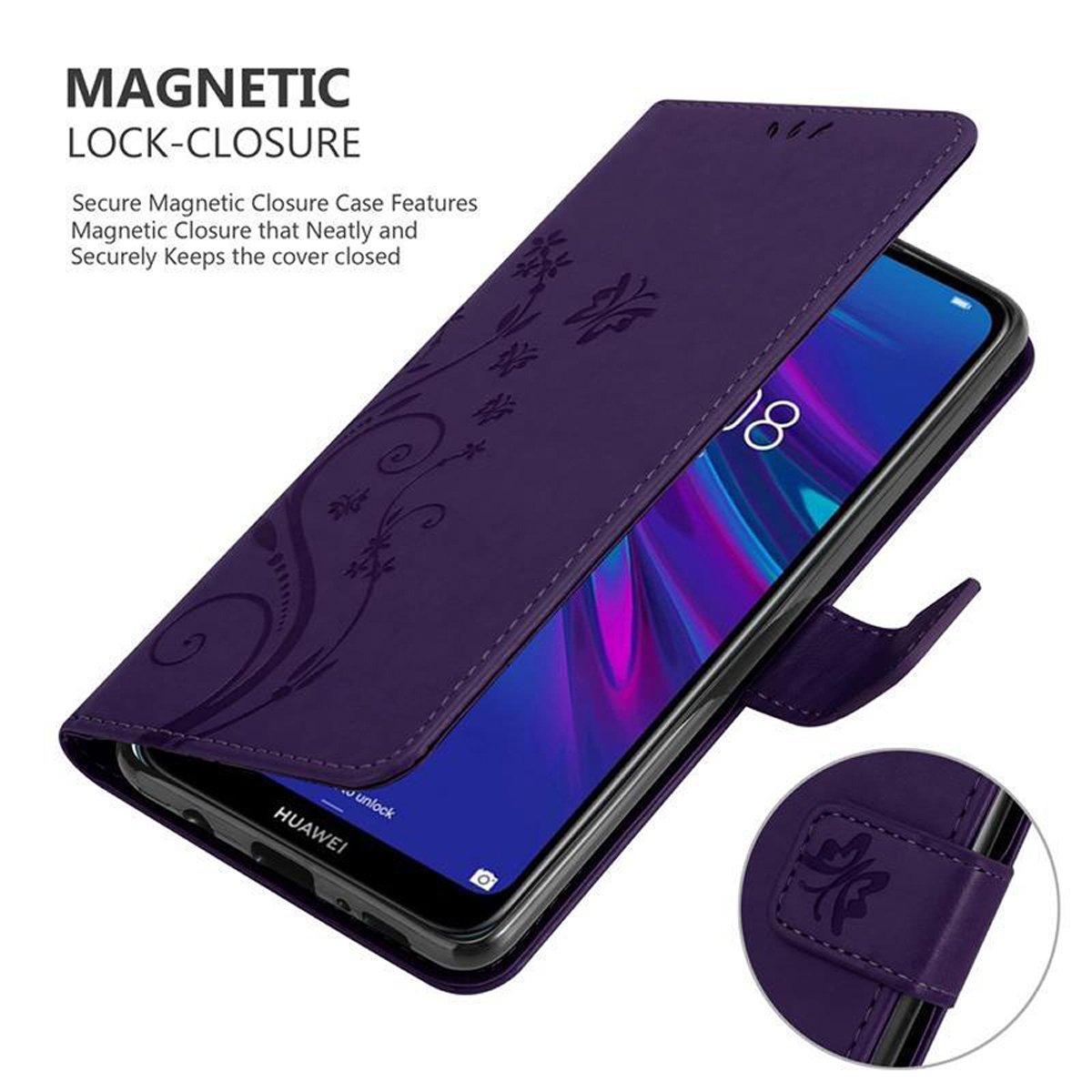 Cadorabo  Housse compatible avec Huawei Y6 2019 - Coque de protection au design floral avec fermeture magnétique, fonction de support et emplacements pour cartes 