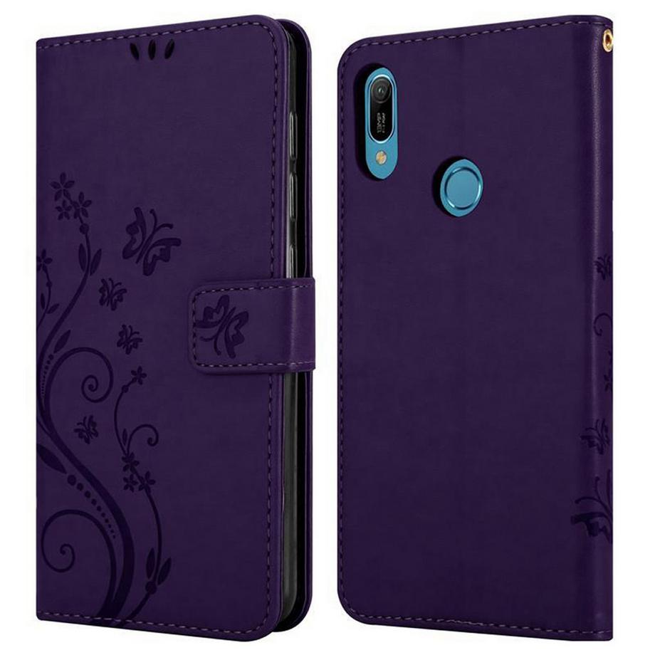 Cadorabo  Hülle für Huawei Y6 2019 Blumen Design Magnetverschluss 