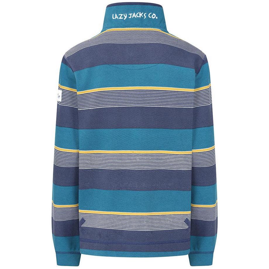 Lazy Jacks Piqué Gestreiftes Knopfhals Sweatshirt  